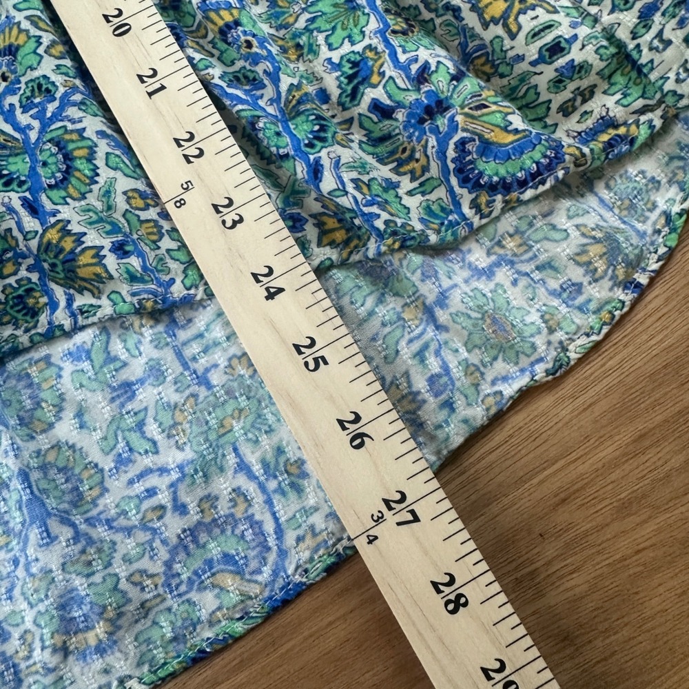 Democracy XL Boho Paisley Peplum Top Blue Green Rayon Hi Low Blouse - Picture 5 of 9
